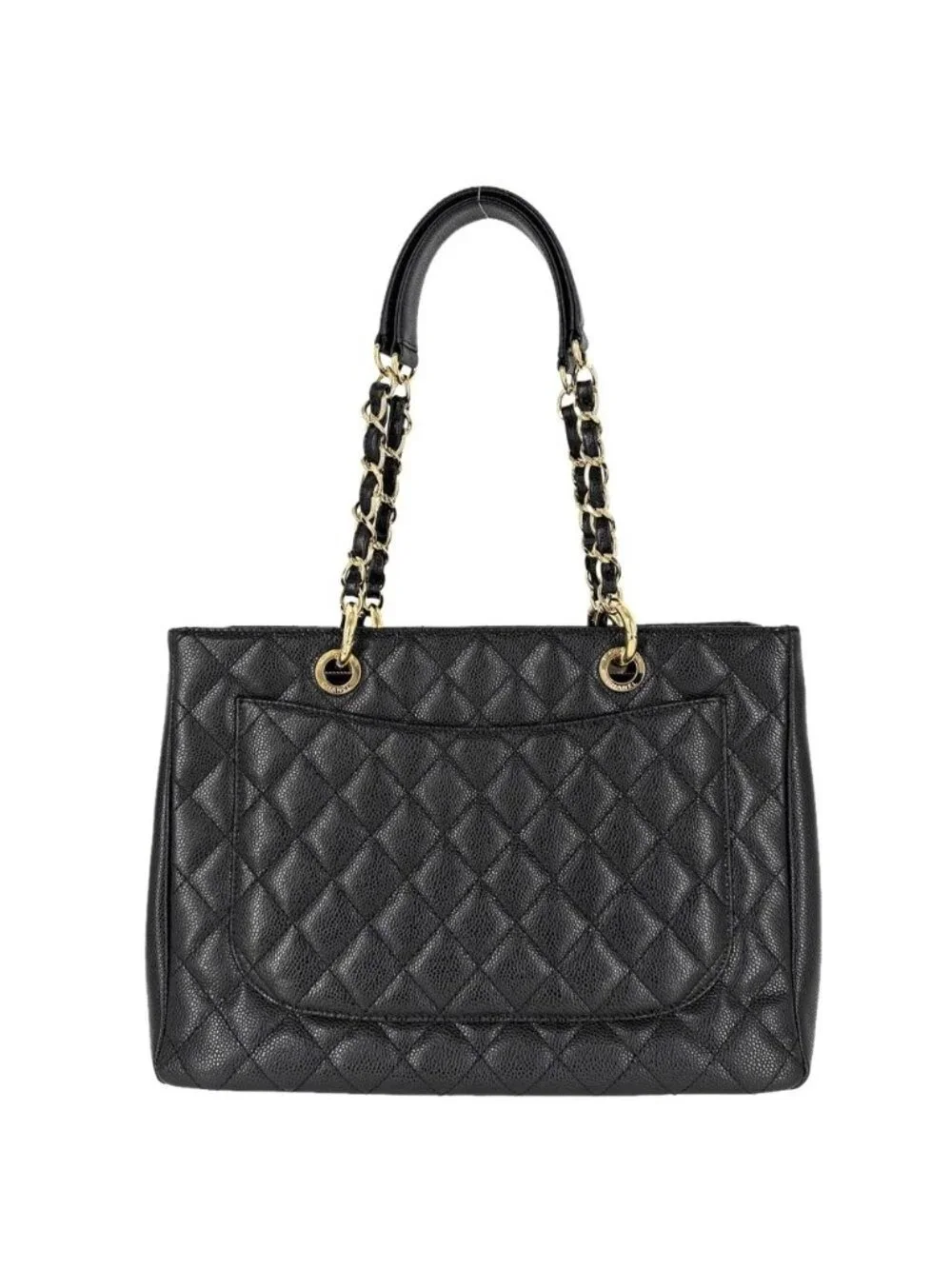 Chanel Handle Grand Shopping Tote Bag GST Quilted Chain CC Logo Shoulder Caviar